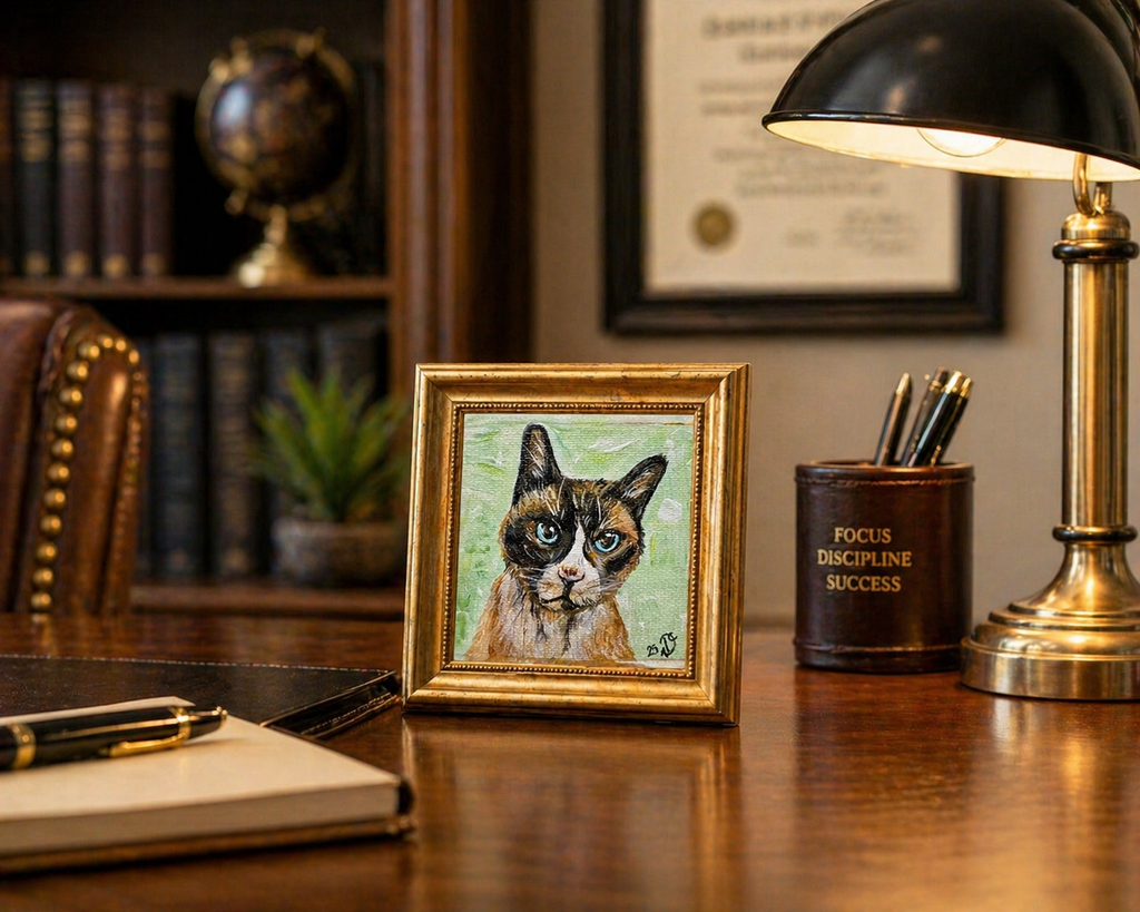 Hand painted Custom Pet Portrait 4x4" free mini easel