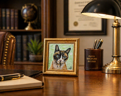 Hand painted Custom Pet Portrait 4x4" free mini easel