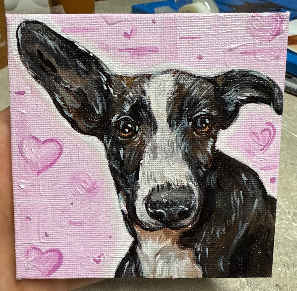 Hand painted CUSTOM PET PORTRAITS 4x4" free mini easel