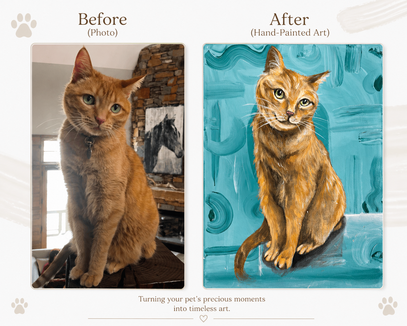 Hand painted Custom Pet Portrait 8X10"