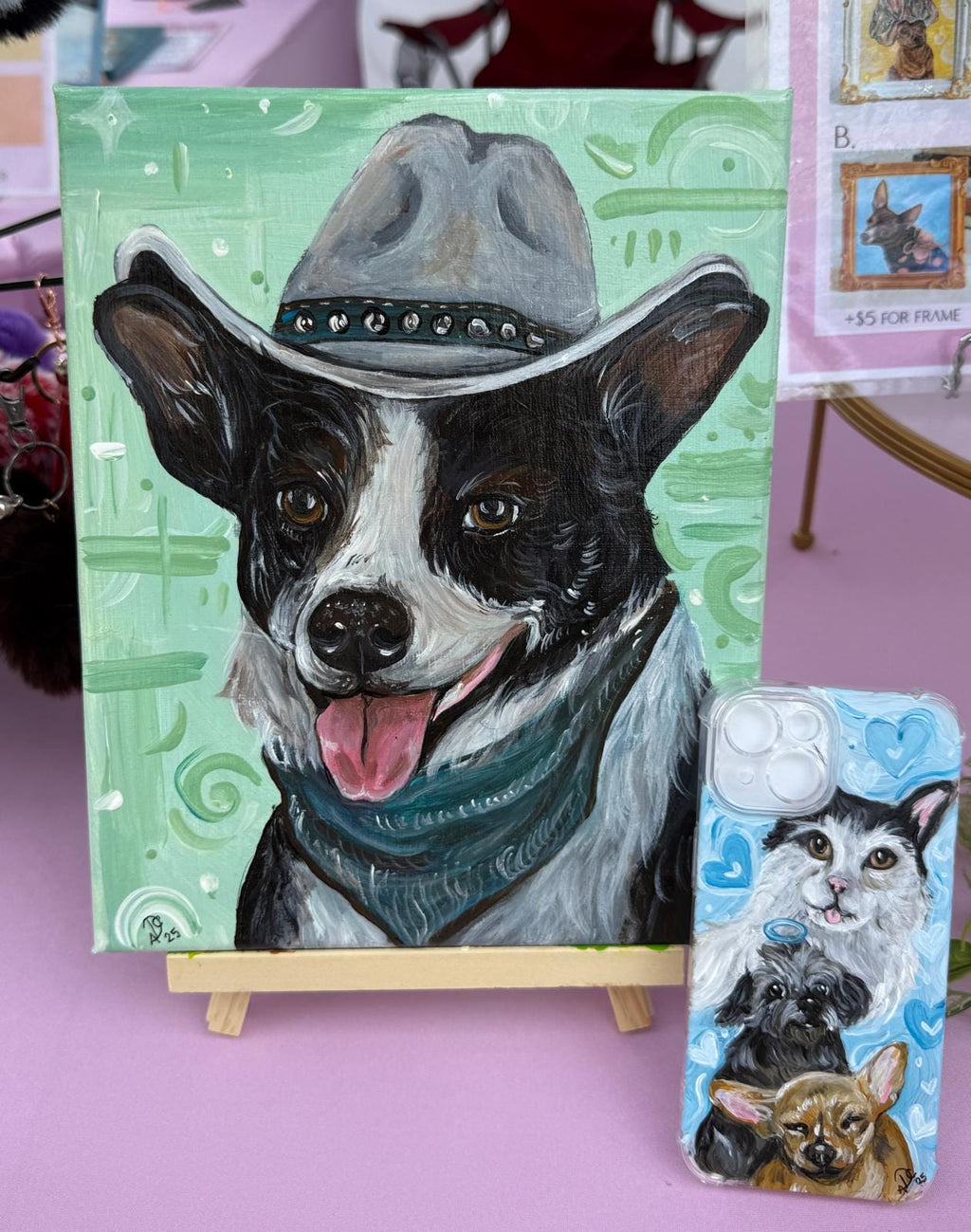 Hand painted Custom Pet Portrait 8X10" + FREE GIFT