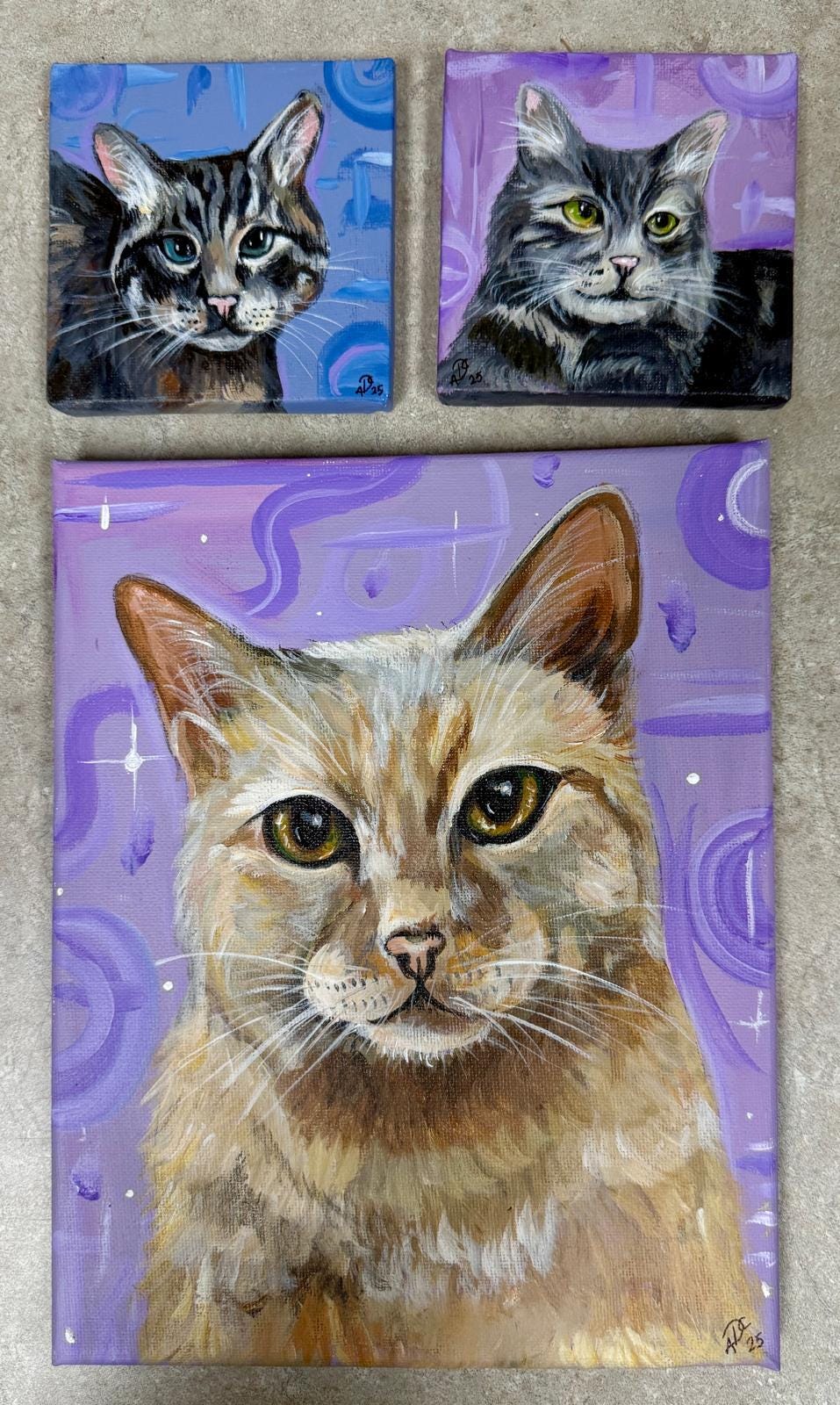 Hand painted CUSTOM PET PORTRAITS 4x4" free mini easel