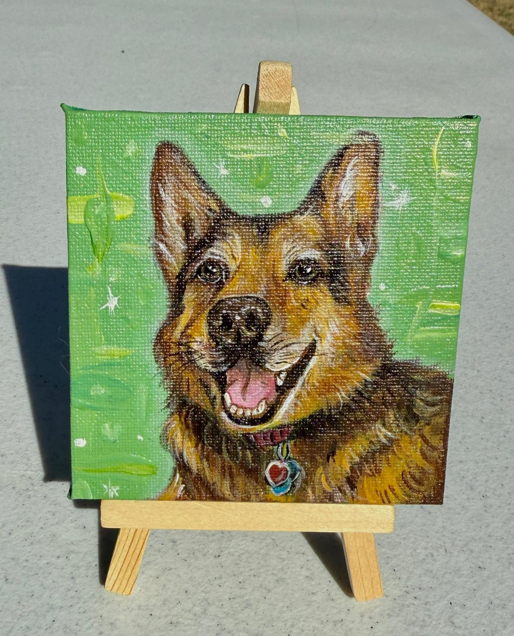Hand painted CUSTOM PET PORTRAITS 4x4" free mini easel