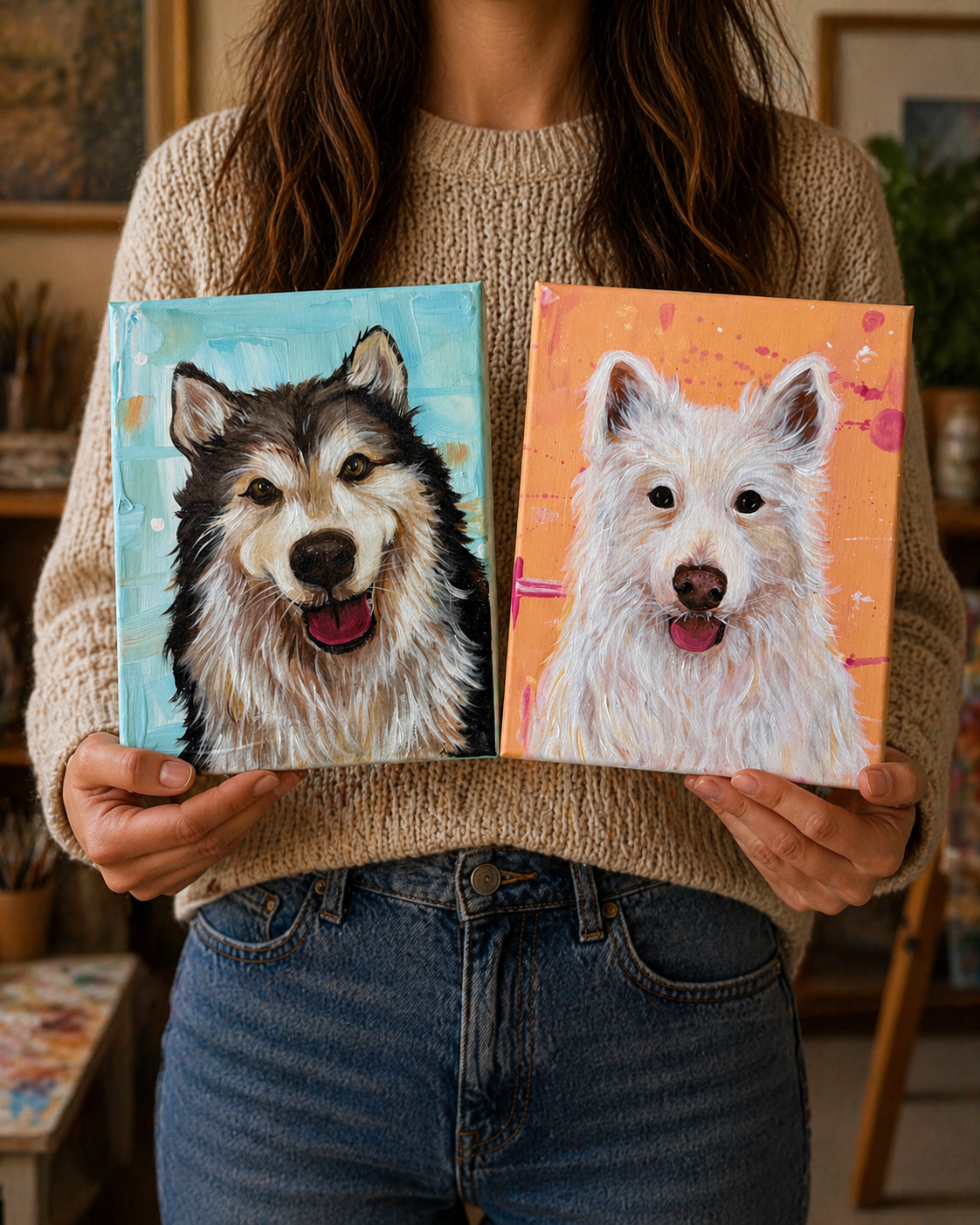 Hand painted Custom Pet Portrait 8X10"